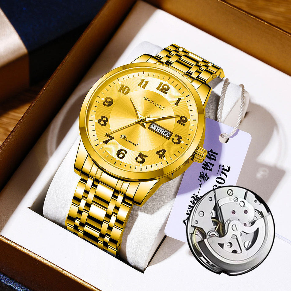Men's Quartz Steel Watch Luminous Calendar Business Dial