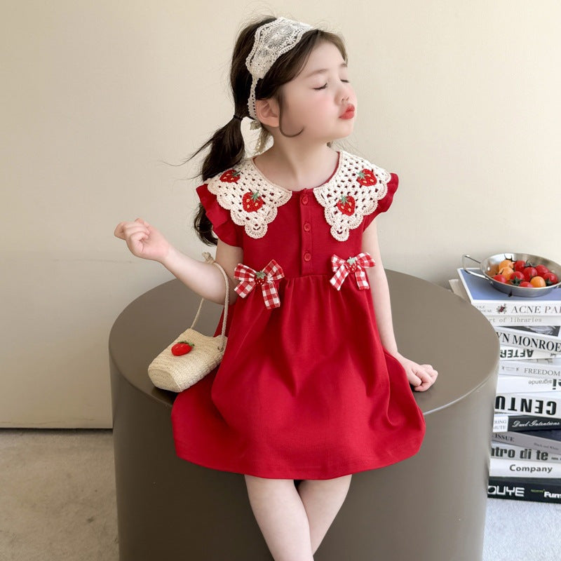 Girls Tank Summer Dress Festive Red Birthday Princess Dress