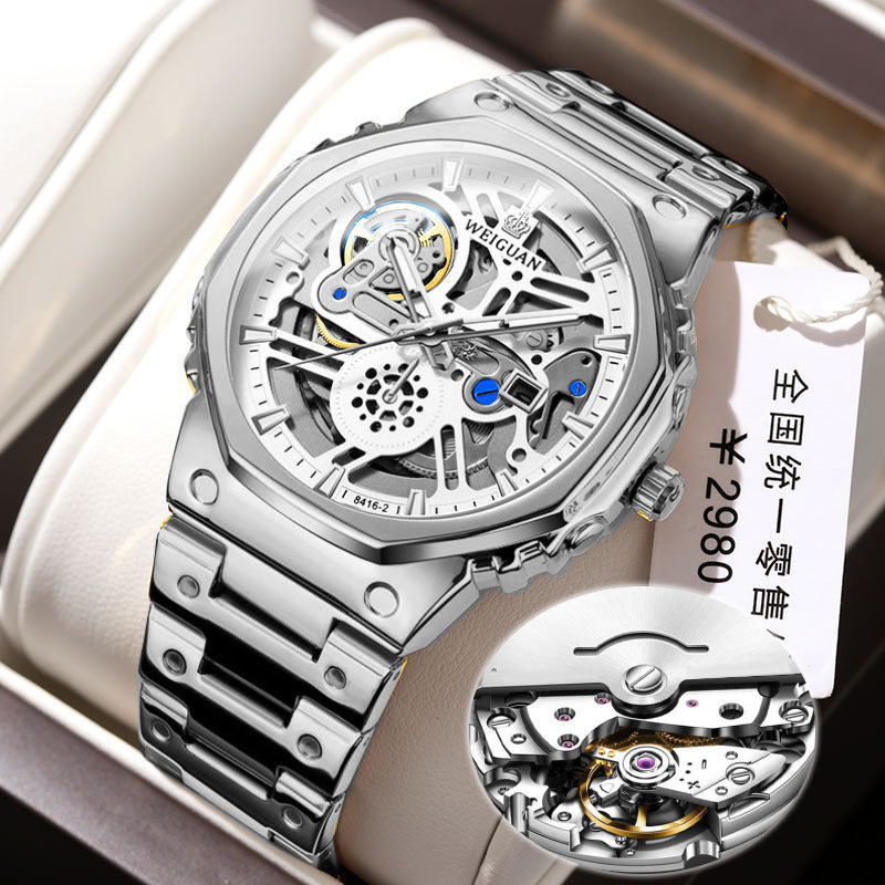 Men's Quartz Steel Watch Luminous Calendar Transparent Case