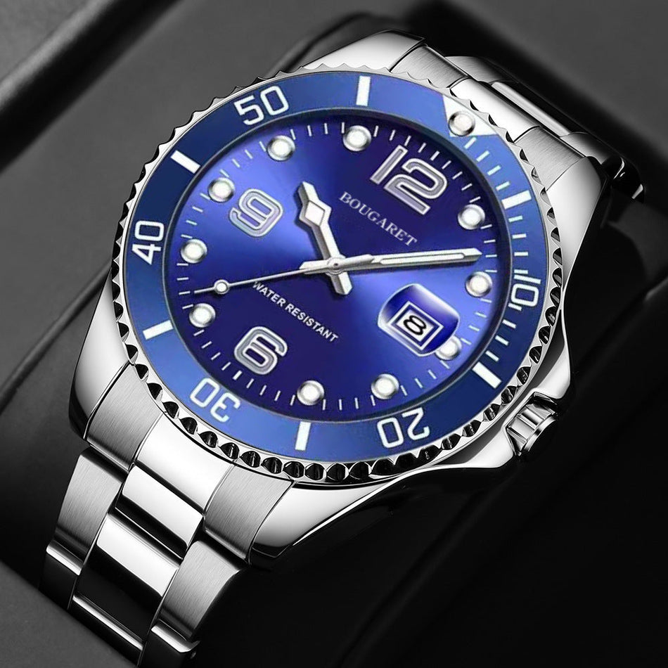 Men's Quartz Steel Yacht Style Luminous Calendar Watch 42mm Dial