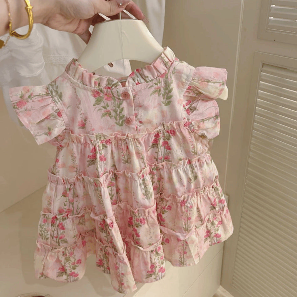 Girls Korean Style Floral Princess Dress Summer Fashion A-Line