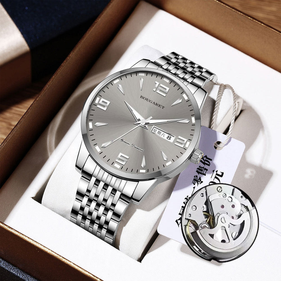 Men's Quartz Calendar Watch Luminous Waterproof Steel Bracelet