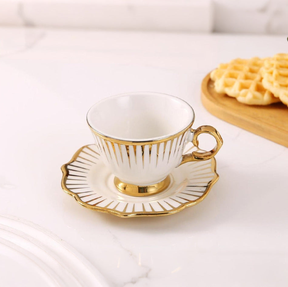 European Style Gold Painted Ceramic Coffee Cup Set