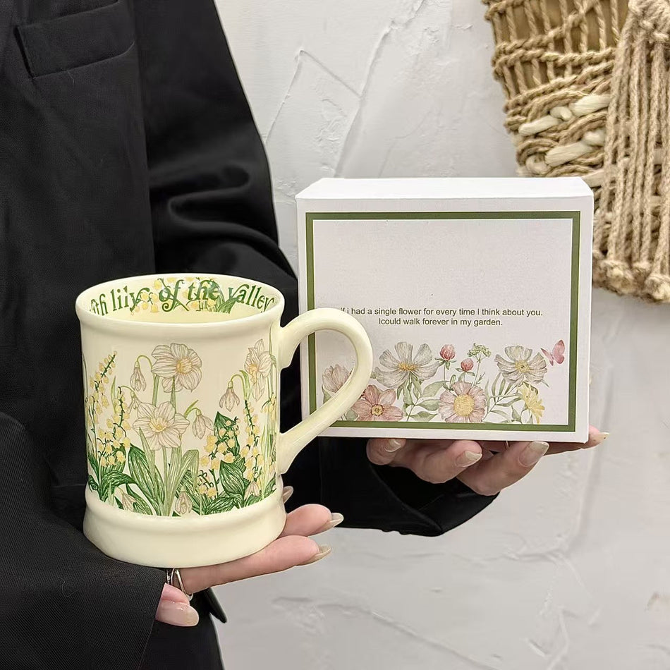 French Retro Lily of the Valley Ceramic Mug 500ml