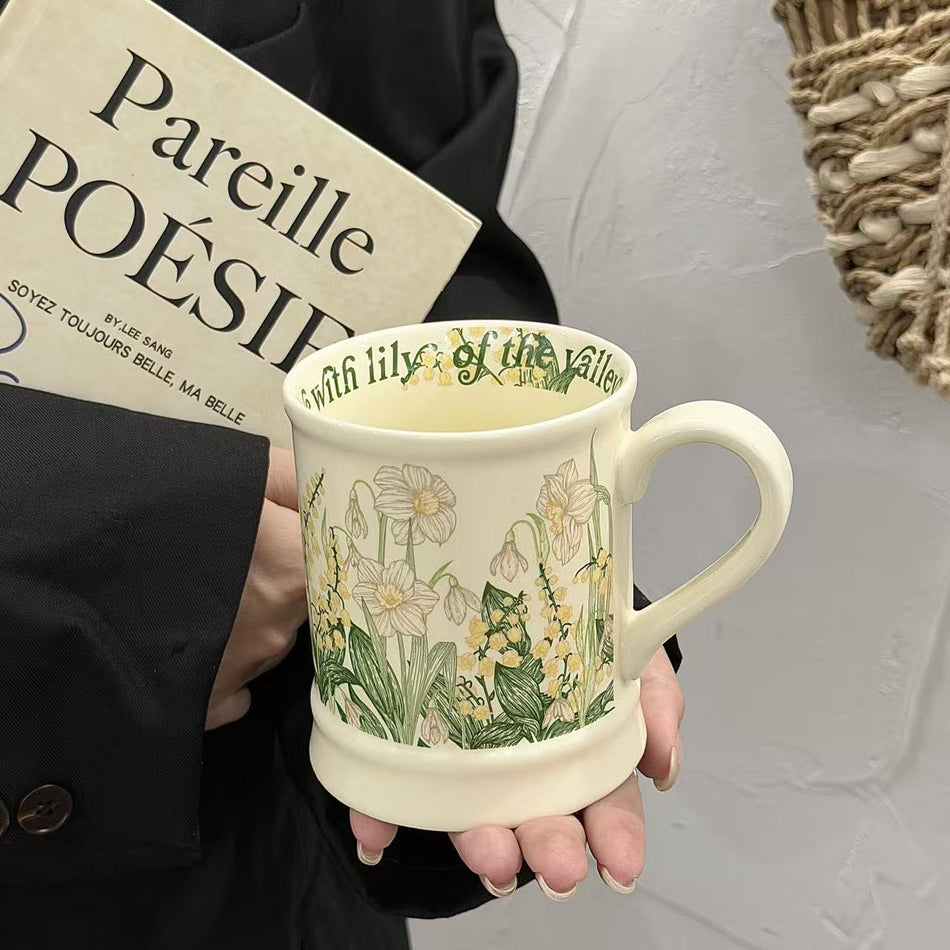 French Retro Lily of the Valley Ceramic Mug 500ml
