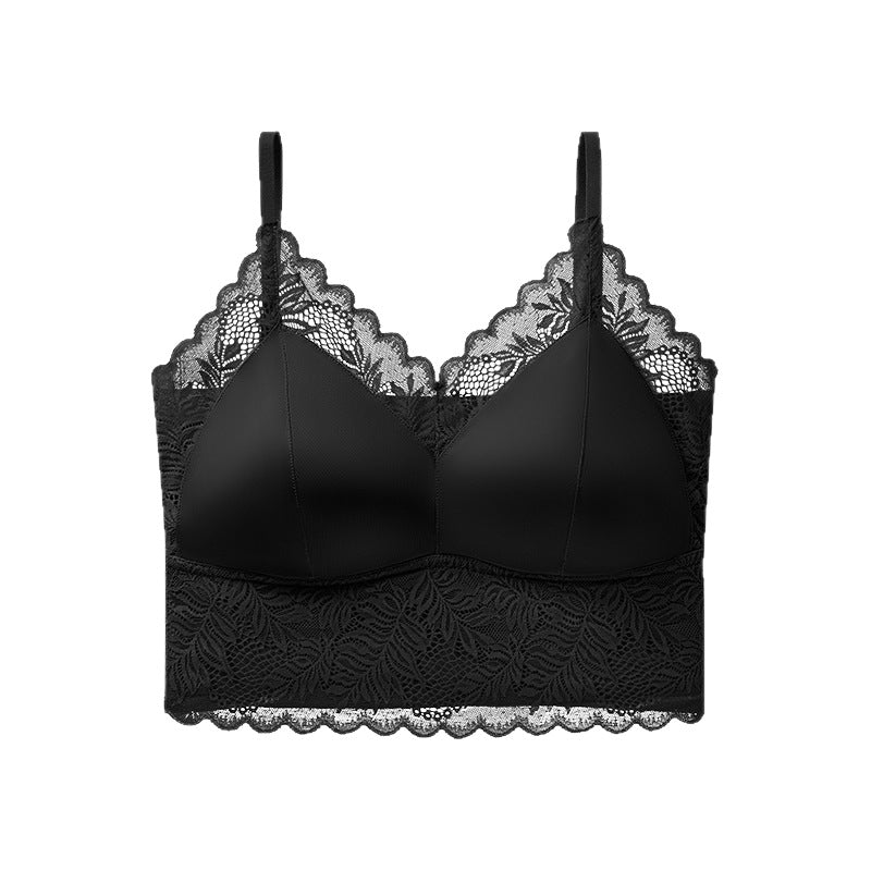 Satin Lace Camisole with Built-In Wireless Bra for Women
