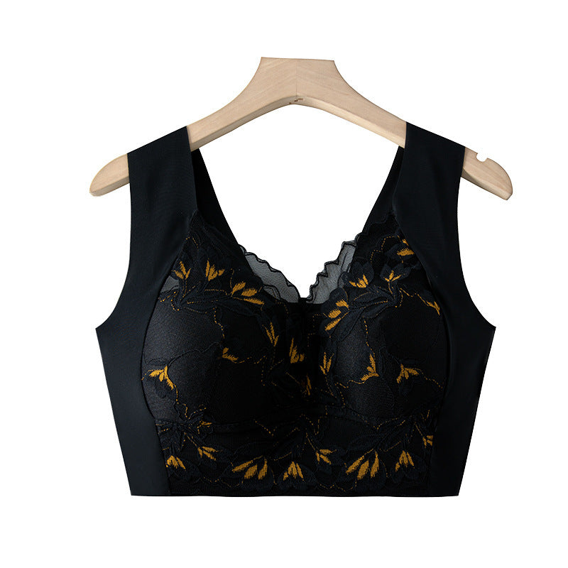 Women's Seamless Lace Wireless Bra with Fixed Cups