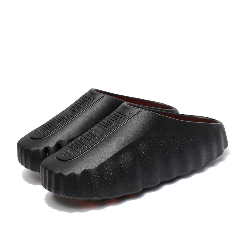Unisex Closed-Toe Comfort Slippers with Thick Sole
