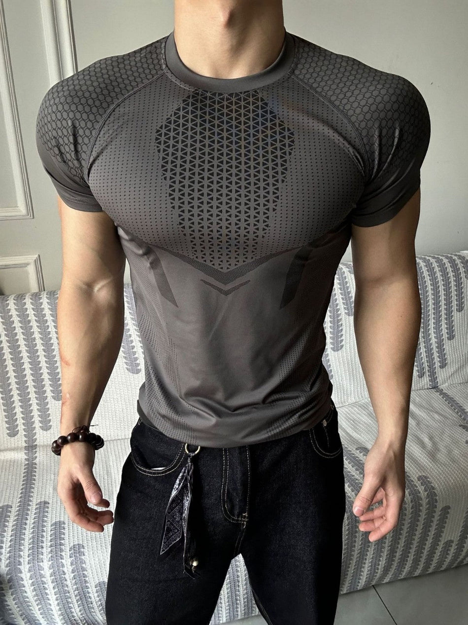 Men's Quick-Dry Stretch Fitness Training Short Sleeve T-Shirt