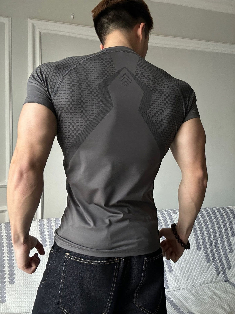 Men's Quick-Dry Stretch Fitness Training Short Sleeve T-Shirt