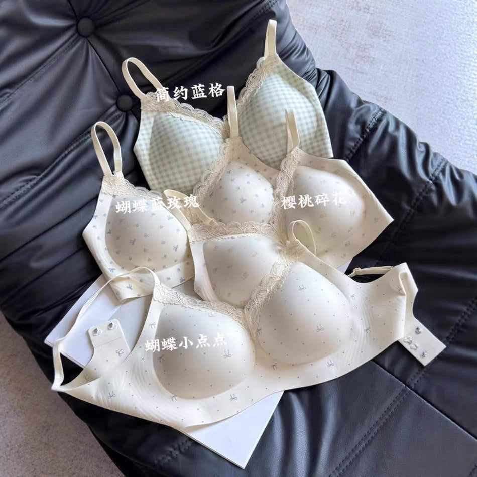 Women's Floral Lace Seamless Push-Up Bra Wireless Support