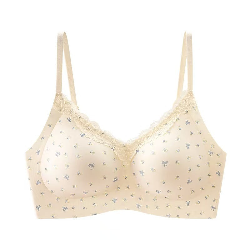Women's Floral Lace Seamless Push-Up Bra Wireless Support