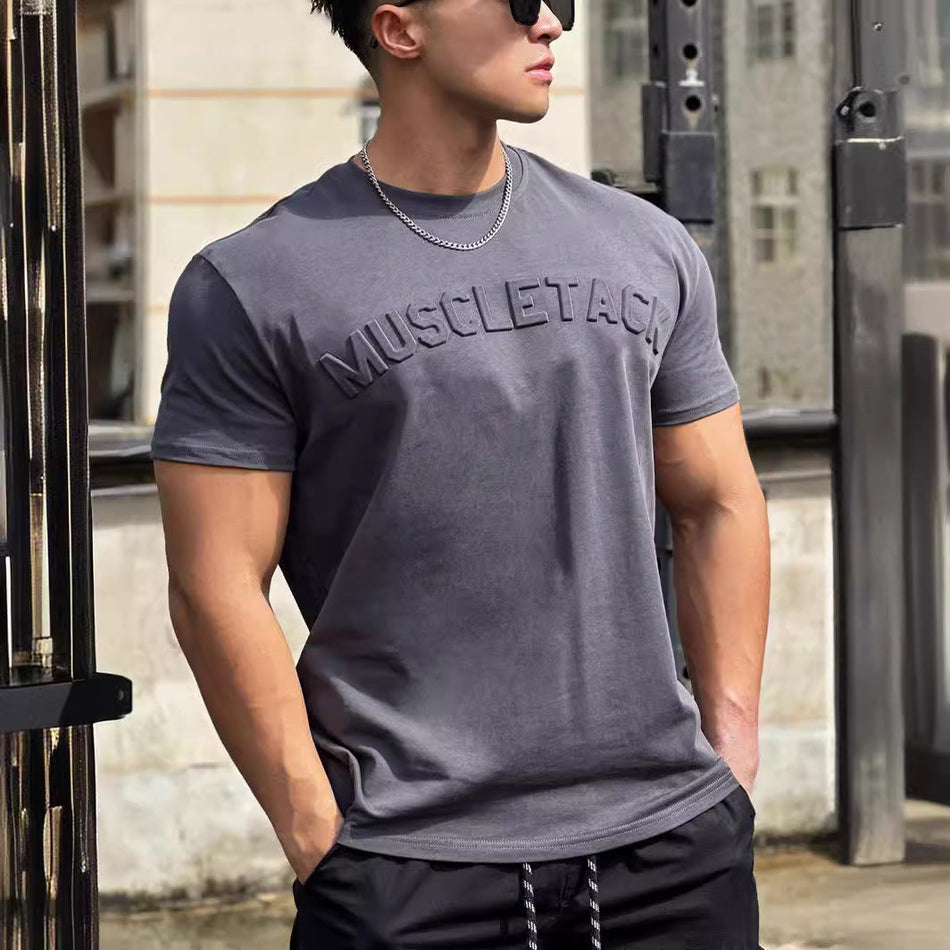 Men's Slim Fit Cotton Muscle Training Graphic T-Shirt