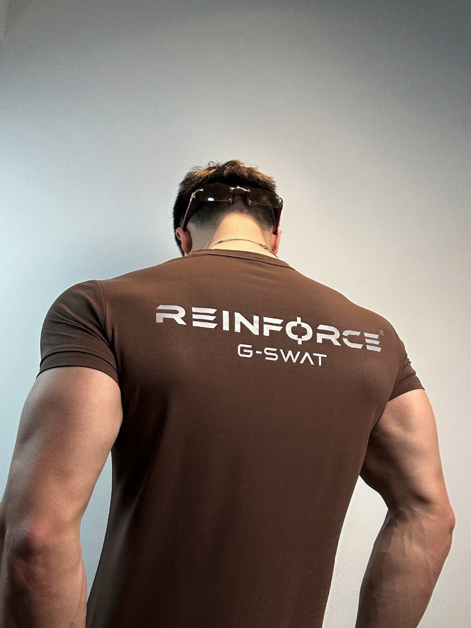 Men's Waist-Cinching Sports T-Shirt Round Neck Short Sleeve Tee