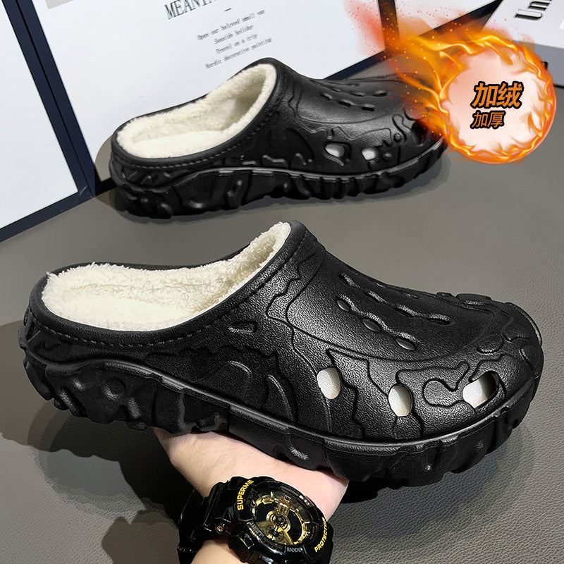 Men's Fleece-Lined Winter Clogs with Non-Slip Sole
