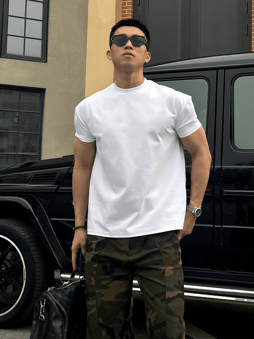 Men's Cotton Muscle Fit Sports Training Short Sleeve T-Shirt