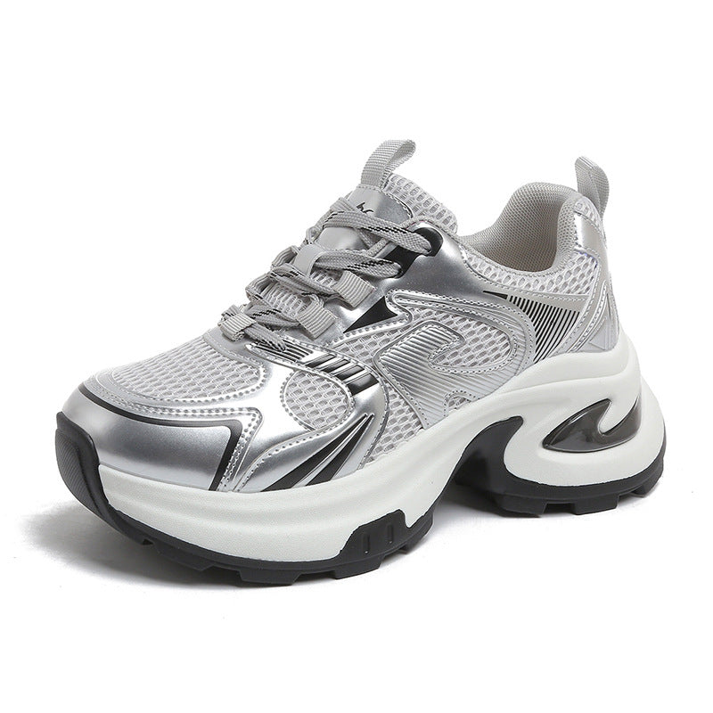 Women's Thick Sole Mesh Dad Sneakers Height Increasing Casual