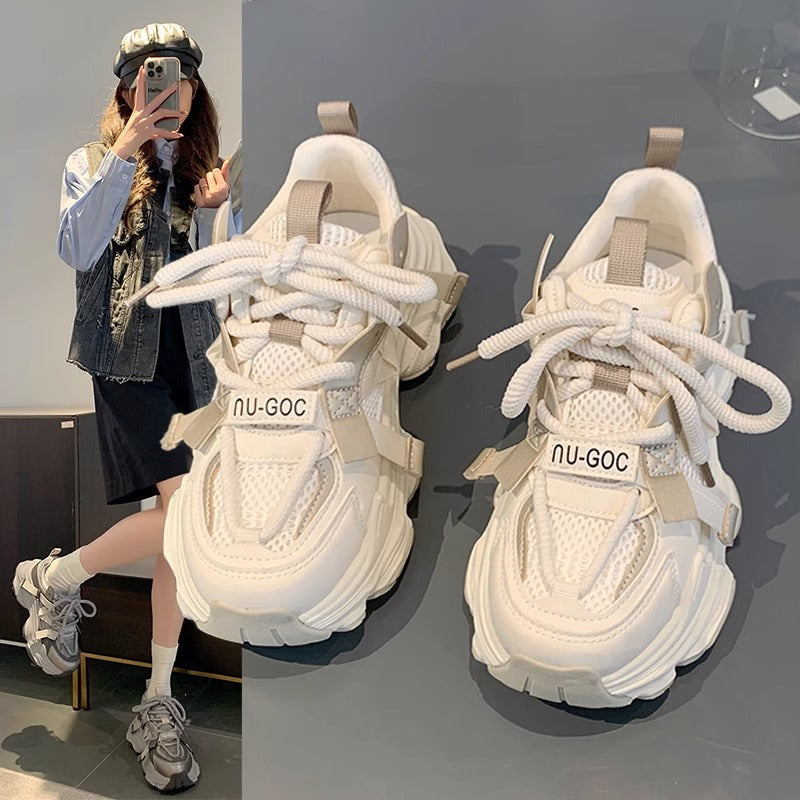 Women's Mesh Dad Sneakers Thick Platform Height Increasing Shoes