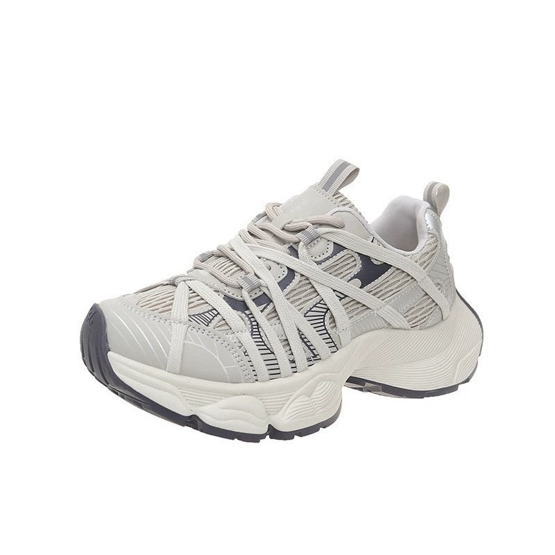 Women's Thick Sole Lace-Up Dad Sneakers Height Increasing Shoes