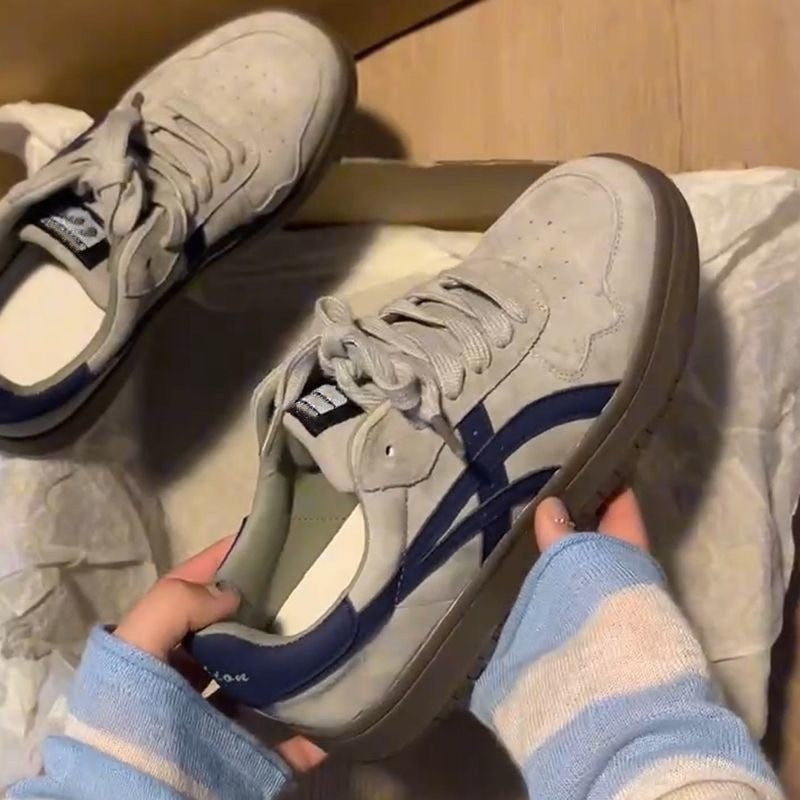 Vintage Colorblock Breathable Leather Casual Sports Sneakers