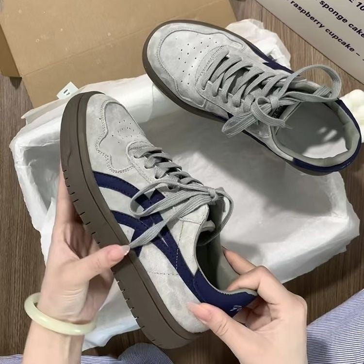 Vintage Colorblock Breathable Leather Casual Sports Sneakers