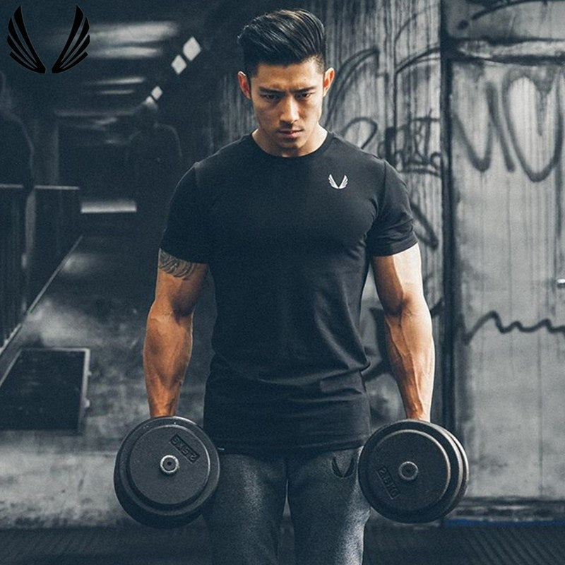 Men's Breathable Cotton Sports T-Shirt Crewneck Training Tee