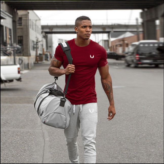 Men's Breathable Cotton Sports T-Shirt Crewneck Training Tee