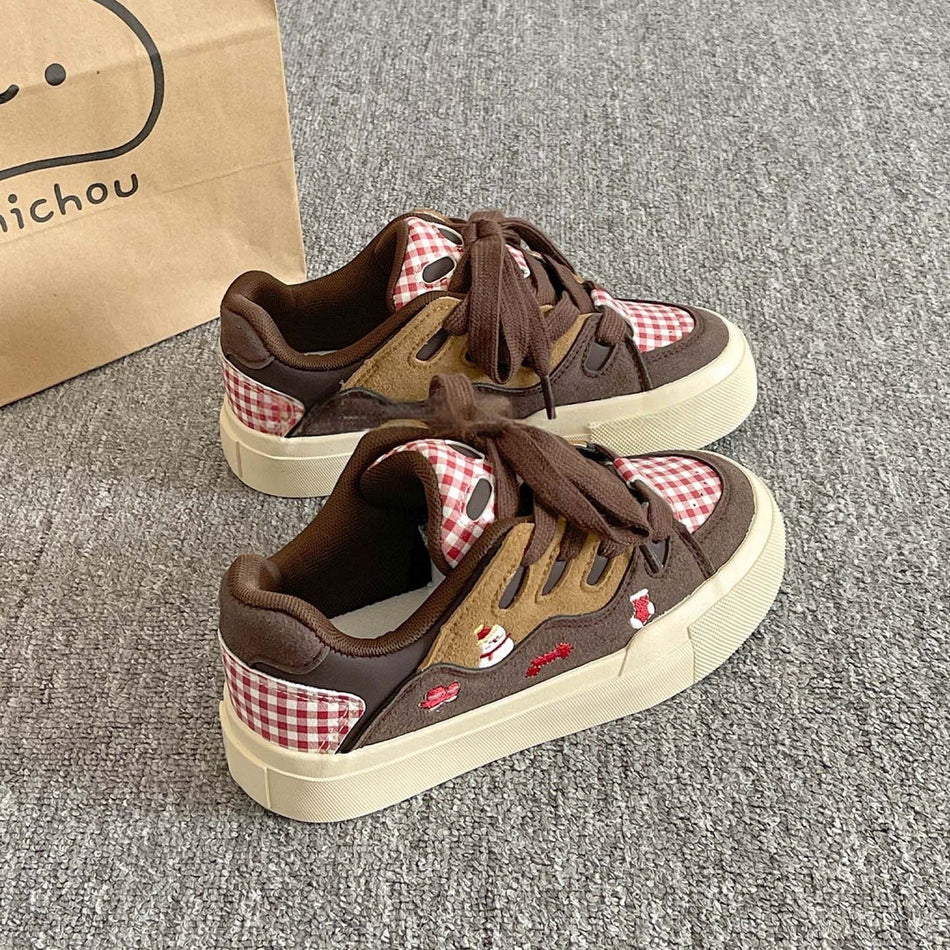 Women's Thick Sole White Sneakers Casual Student Style Shoes