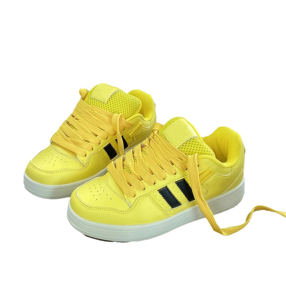 Women's Chunky Yellow Mesh Sneakers Fall 2026 Casual Skate Shoes