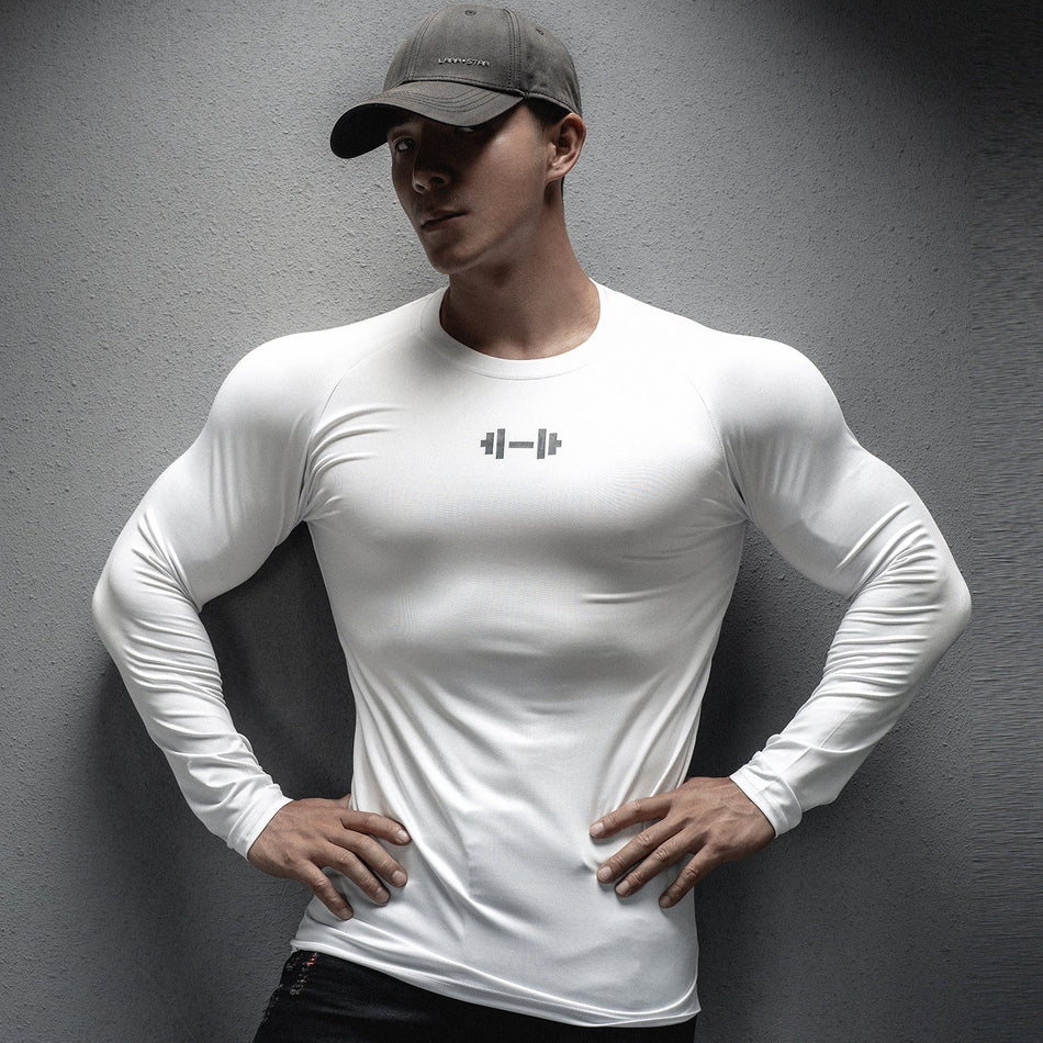 Men's Muscle Fit Quick-Dry Long Sleeve Sports Training T-Shirt