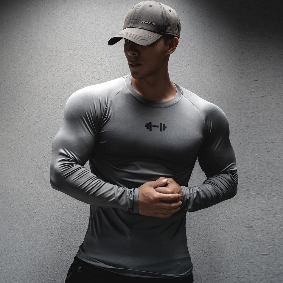 Men's Muscle Fit Quick-Dry Long Sleeve Sports Training T-Shirt