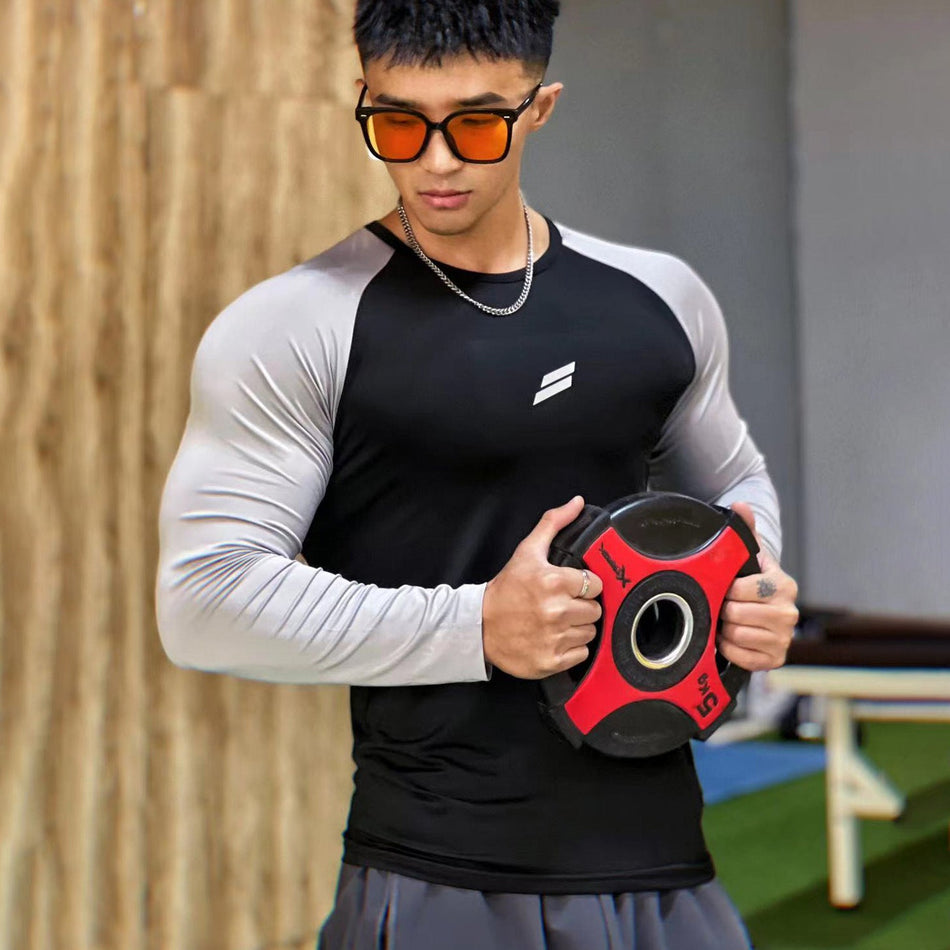 Men's Quick-Dry Muscle Fit Long Sleeve Sports T-Shirt