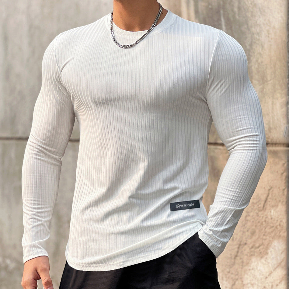 Men's Striped Quick-Dry Long Sleeve Sports Training T-Shirt