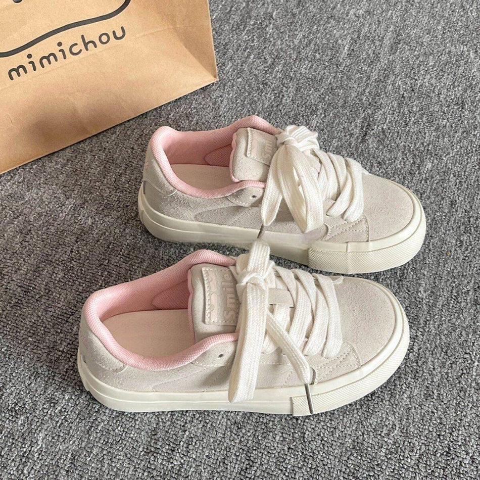 Women's White Soft Sole Sneakers Thick Sole Casual Bread Shoes