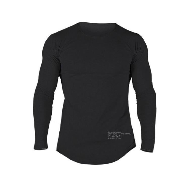 Men's Tight Fit Long Sleeve Sports Training T-Shirt Crew Neck