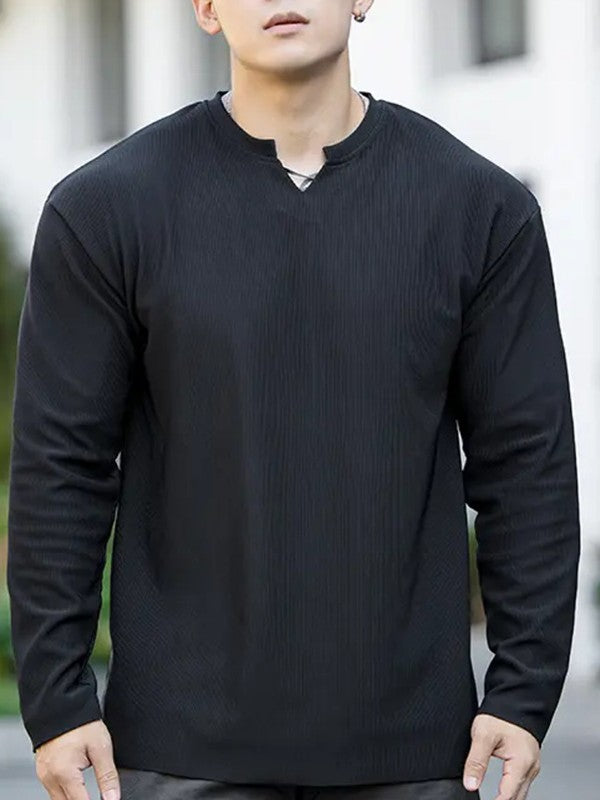 Men's V-Neck Quick-Dry Sports Long Sleeve Training T-Shirt