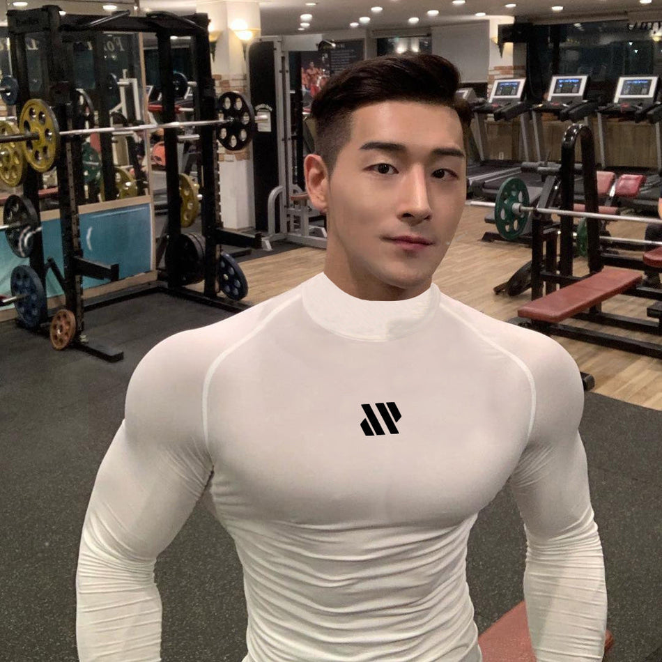 Men's High Collar Quick-Dry Tight Fit Sports T-Shirt