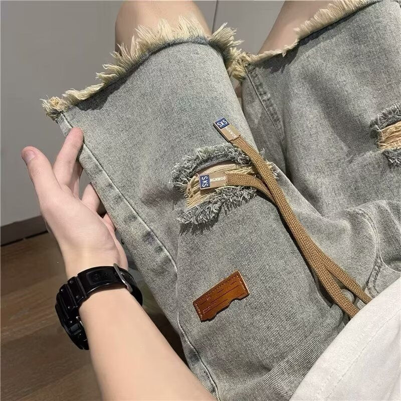 Men's Vintage Washed Ripped Loose Fit Denim Shorts