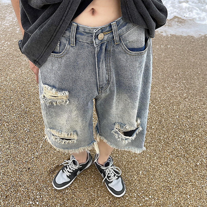 Men's Ripped Loose Fit Summer Denim Shorts