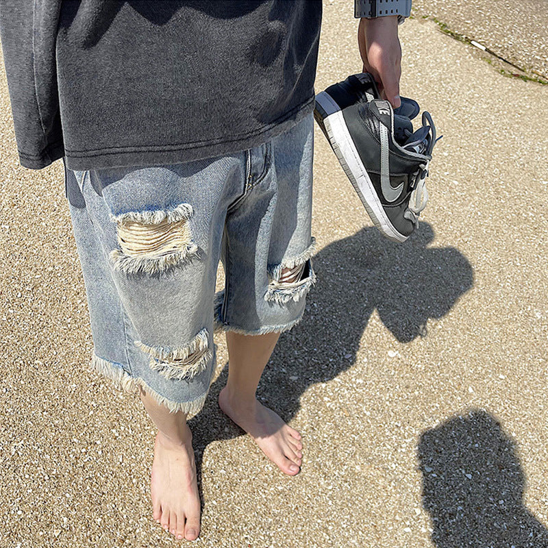 Men's Ripped Loose Fit Summer Denim Shorts