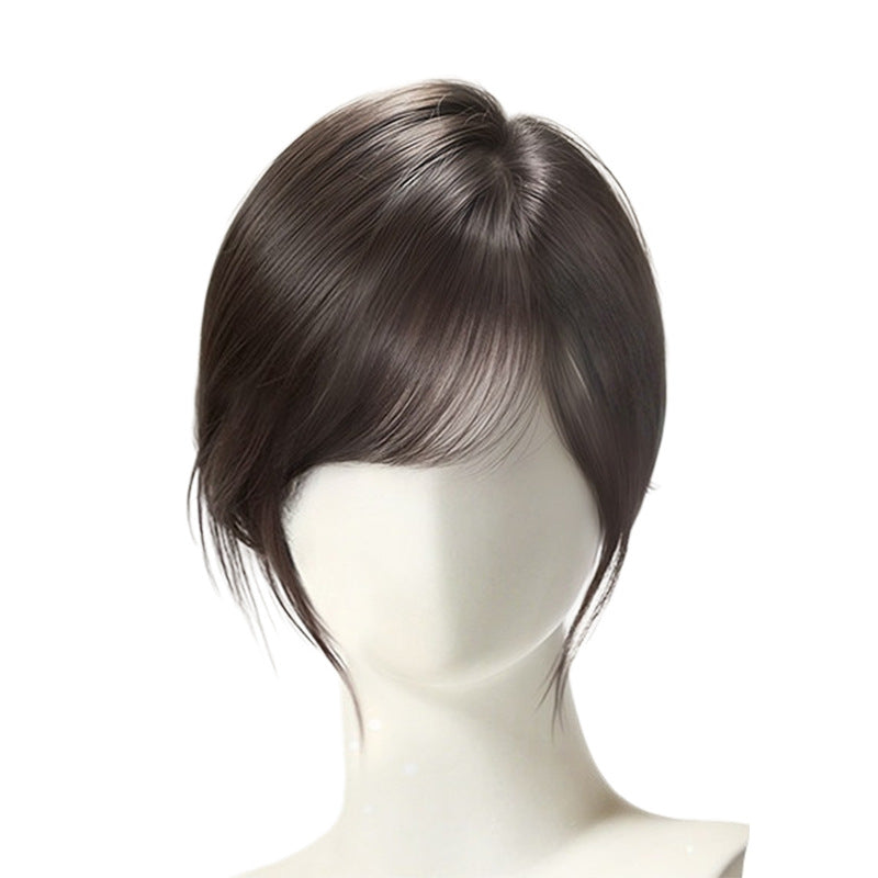 3D Side-Swept Bangs Wig with Real Hair Topper Volume Piece