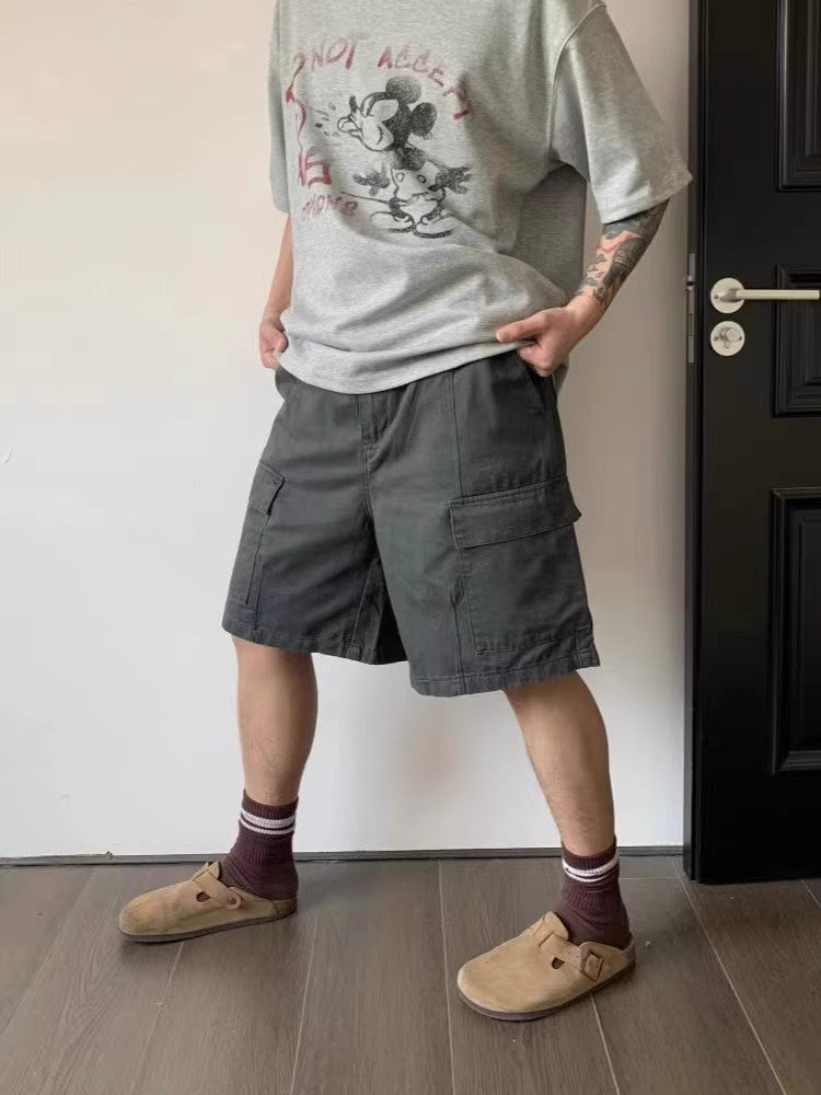 Unisex Solid Color Straight Fit Casual Summer Shorts