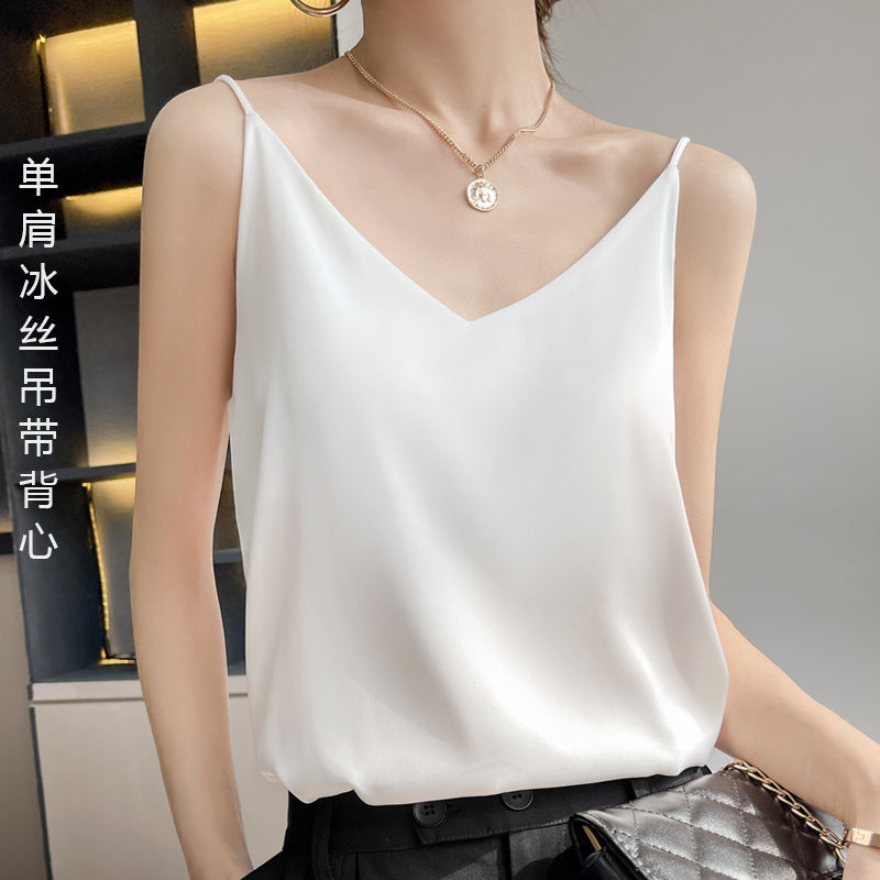 V-Neck One Shoulder Camisole Top for Women Summer Layering Style