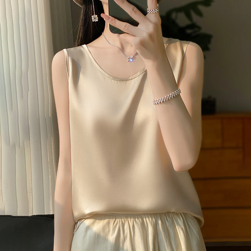 Women's Sleeveless Round Neck Solid Color Pullover Camisole Top
