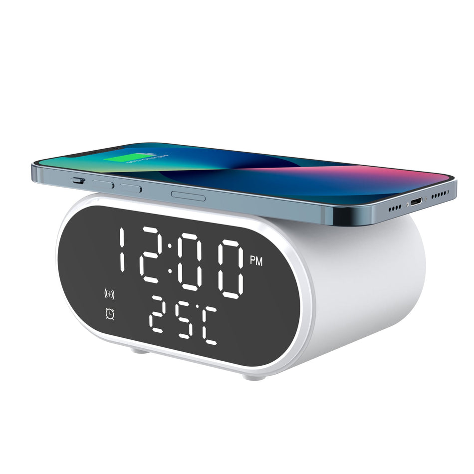 3-in-1 Wireless Charging Stand with Clock & Thermometer