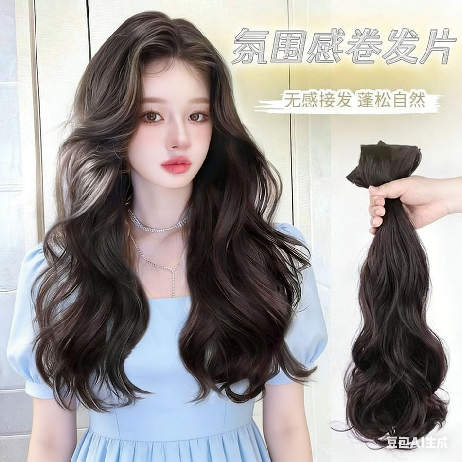 Long Curly Three-Piece Hair Extension Volume Wig Set Women