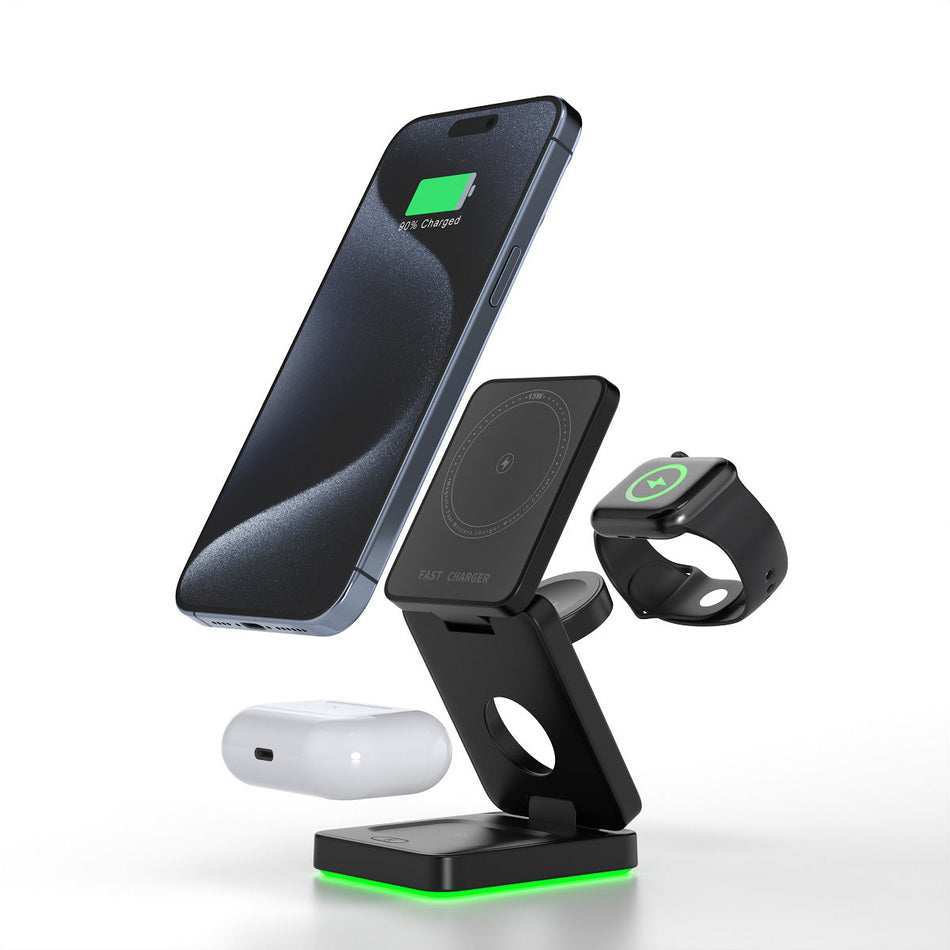 Folding 3-in-1 Magnetic Wireless Charging Stand Ht-552