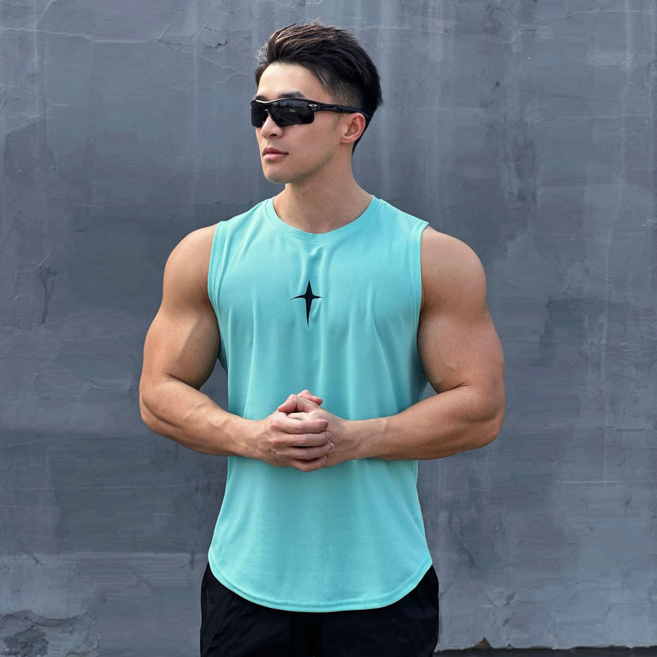 Men's Ice Silk Quick-Dry Sleeveless Sports Vest Training Top