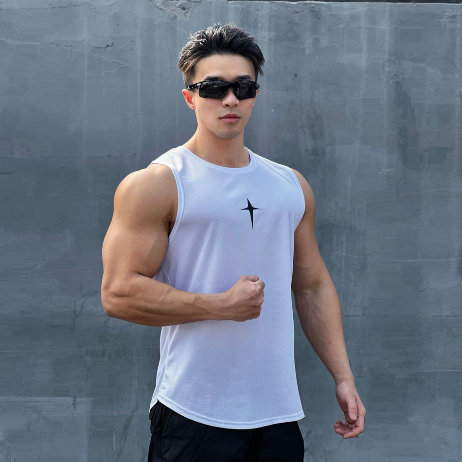 Men's Ice Silk Quick-Dry Sleeveless Sports Vest Training Top