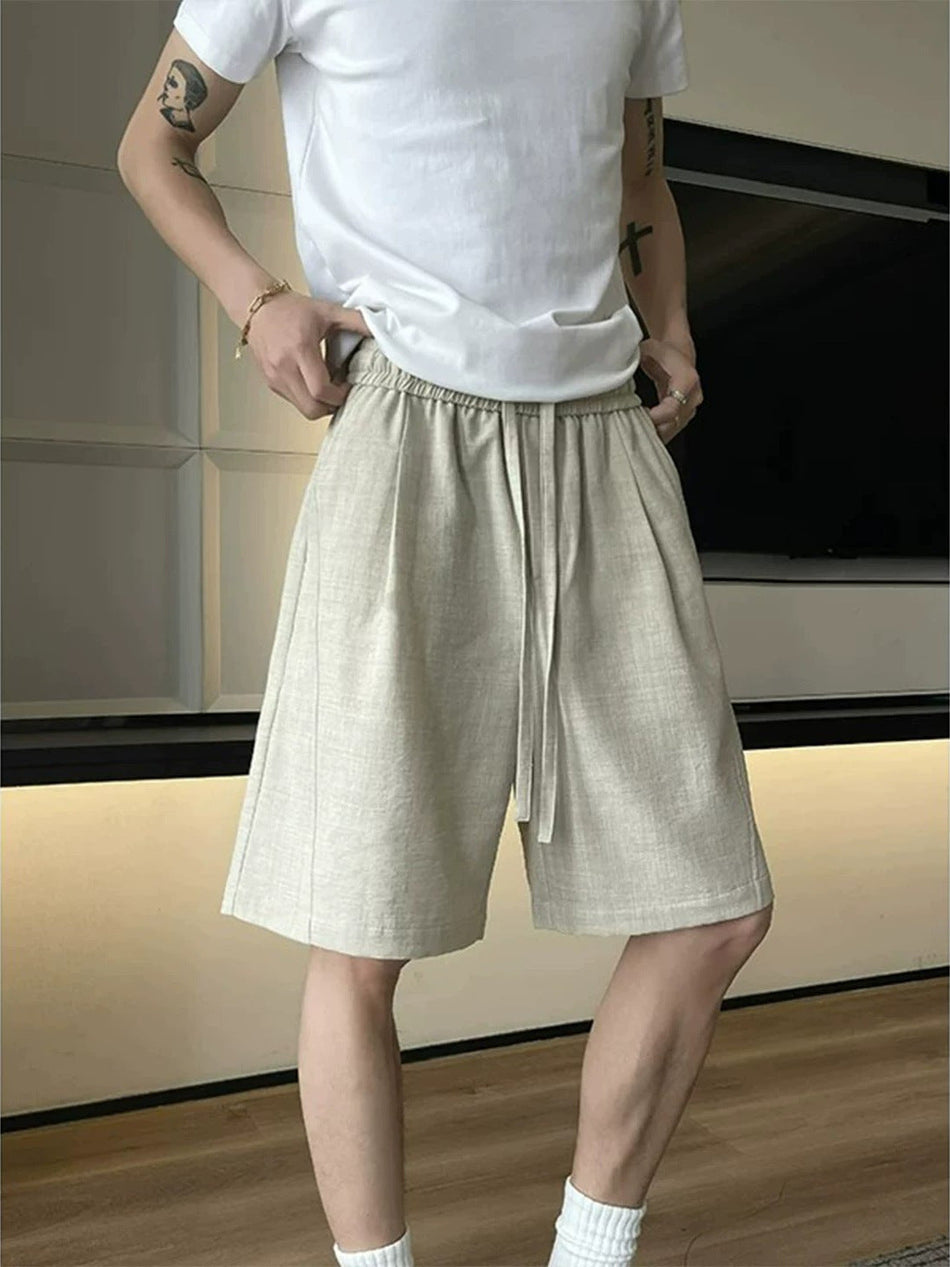 Men's High-End Linen Diagonal Cut Summer Shorts